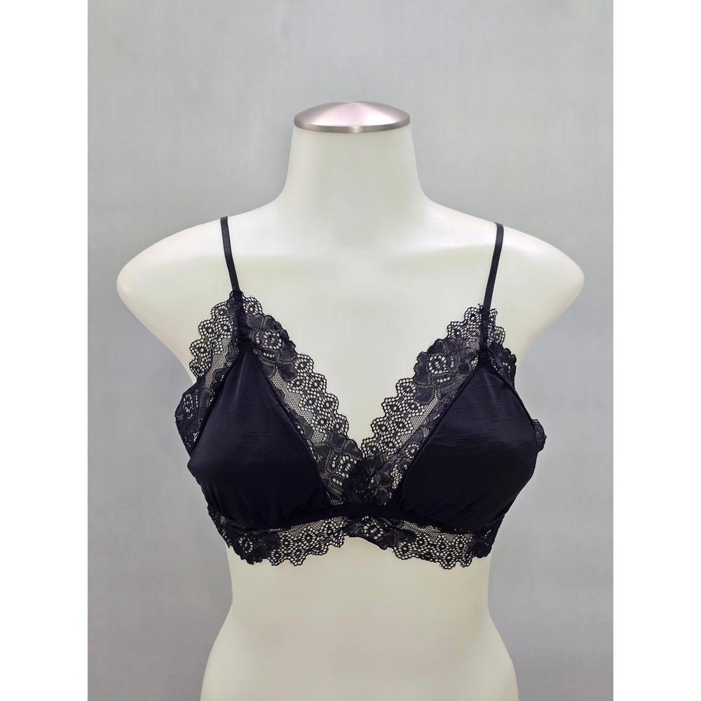 Black Goth Fairy Whimsy Romantic Boudoir Bridal Cottage Lingerie Lace Bralette L